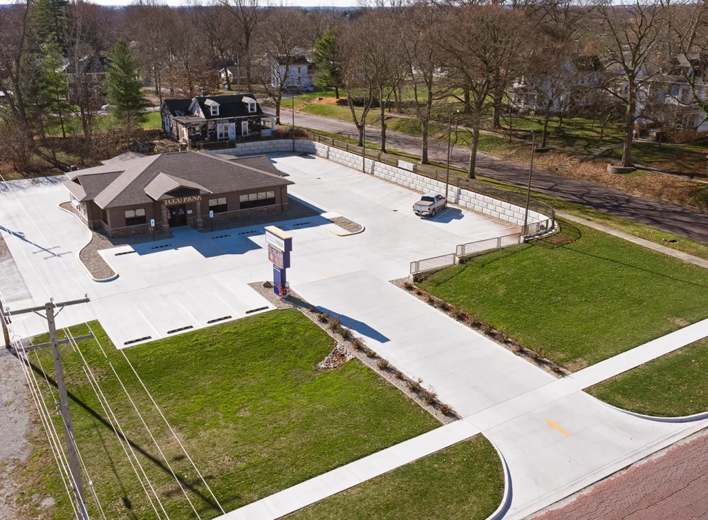 aerial view of a concrete flatwork commercial project pana il